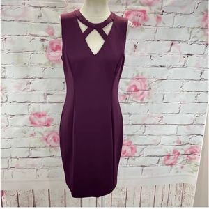 Guess Women's Cutout Neckline Bodycon Cocktail Party Dress Plum Size 0